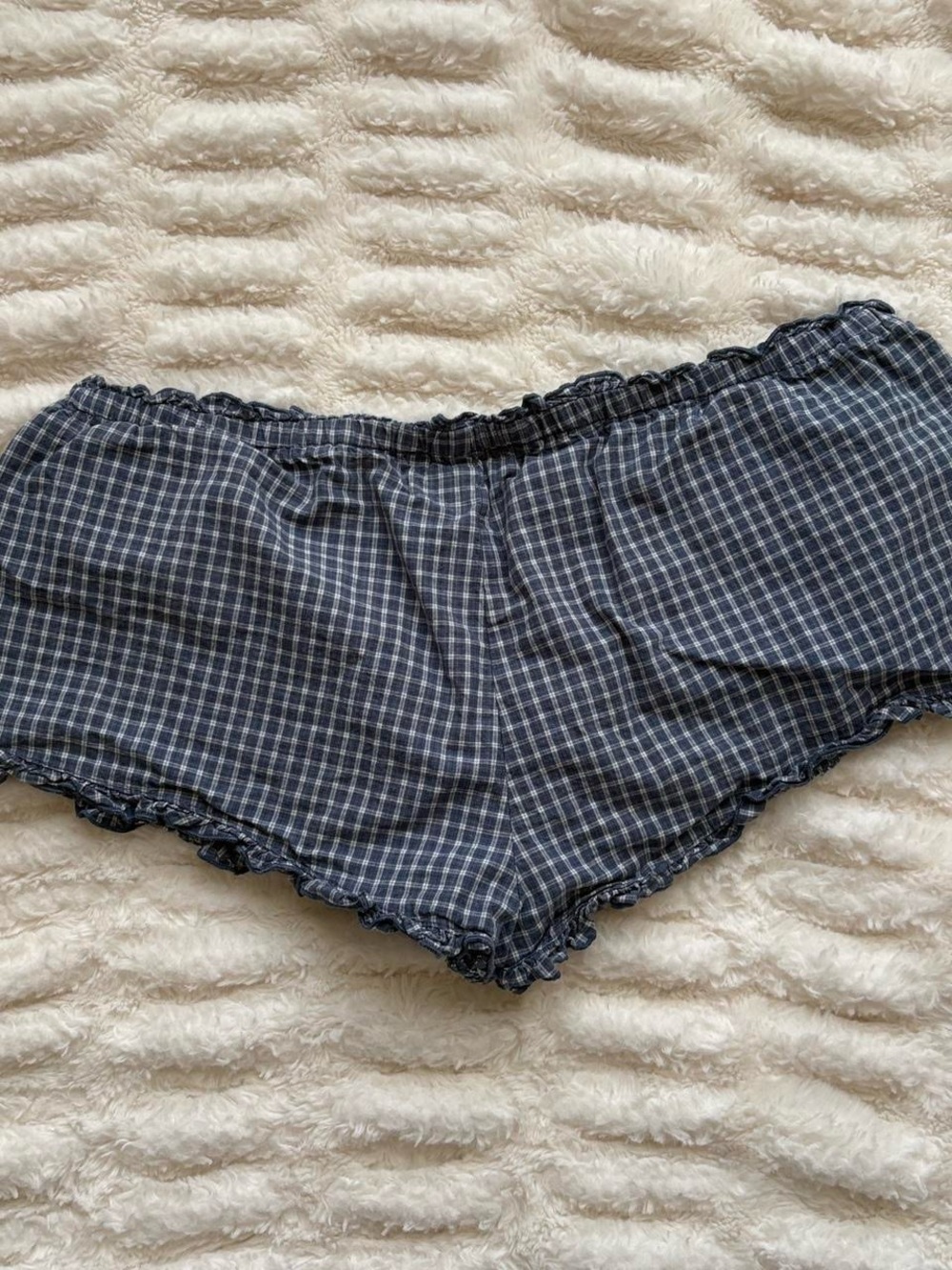 Blue Gingham Ruffle Lounge Shorts - Picture 4 of 5